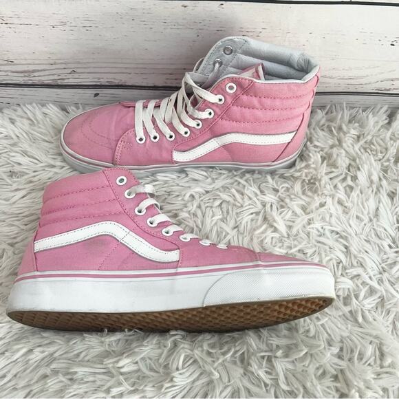 Vans Sk8 Hi Pink and White Canvas High-Top Sneakers Unisex 8 Men - 9.5 Women - Picture 4 of 15